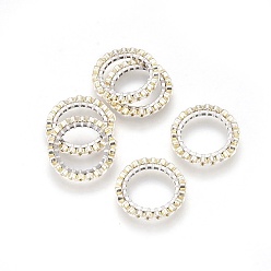 Серебро Японский бисер miyuki & toho ручной работы, с 304 кольцами из нержавеющей стали, Ткацкий станок, кольцо, серебряные, серебряные, 14.5~15x1.7 мм