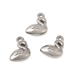 Нержавеющая Сталь Цвет 304 прелести нержавеющей стали, лебедь, цвет нержавеющей стали, 12x10x5 мм, отверстие : 1.2 мм