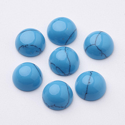 Synthetic Turquoise Round Gemstone Cabochons, Sky Blue, Turquoise, about 8mm in diameter, 4mm thick