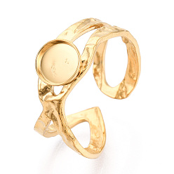 Настоящее золото 18K 304 компоненты манжетного кольца из нержавеющей стали, установка круглого кольца, ионное покрытие (ip), реальный 18 k позолоченный, лоток : 6 мм, 10.2 мм, внутренний диаметр: регулируемый