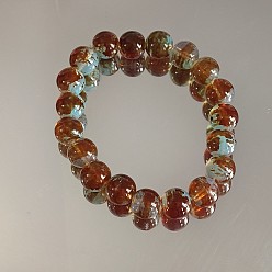 Седло Коричневый Фарфоровые круглые бусины эластичные браслеты для женщин, cmолой, седло коричневый, 6-1/4 дюйм (16 см)