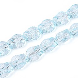 Небесно-голубой Краска для выпечки, прозрачные стеклянные бусины, нити, тюльпан, голубой, 12x10x6.5~7 мм, отверстие : 1 мм, около 55 шт / нитка, 25.59 дюйм (65 см)