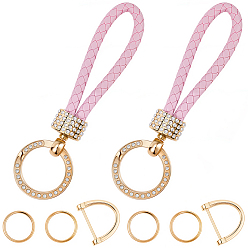 Бледно-Розовый 2Брелок из искусственной кожи и сплава со стразами, с отверткой, золотые, розовый жемчуг, 145x34x15 мм