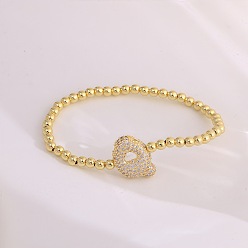 Letter Q Женские браслеты из латуни с микропаве из прозрачных кубических цирконий, буквы, золотые, Буква Q, 6.69 дюйм (17 см)