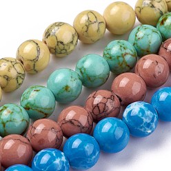 Mixed Color Synthetic Turquoise Beads Strands, Dyed, Round, Mixed Color, 8mm, Hole: 1mm, about 50pcs/strand, 15.7 inch