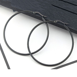 Gunmetal Stainless Steel Hoop Earrings, Ring Shape, Gunmetal, 20mm