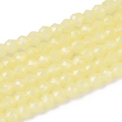Шампанско-Желтый Стеклянные бусины, имитация нефрита , круглые, граненые, шампанское желтый, 2x2 мм, отверстие : 0.6~0.8 мм, около 173~182 шт / нитка, 13.58~14.37'' (34.5~36.5 см)