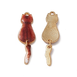 Разноцветный Стойки обшивки сплава эмали подвески, золотой свет, кошачье очарование, красочный, 34x10x2 мм, отверстие : 1.5 мм