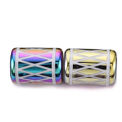 Coloré Perles en verre electroplate, colonne avec motif losange, colorées, 11.5~12x8~8.5mm, Trou: 1.2~1.4mm