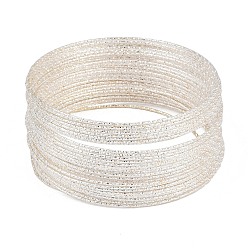 Серебро Текстурированная железная проволока для бисероплетения для изготовления украшений своими руками., серебряные, 1.3 мм, внутренний диаметр: 78 мм, 16 датчик, 30 круги/шт