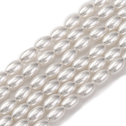 Белый Выпечка из окрашенного перламутрового стекла жемчужные бусинки, овальные, белые, 5~6x4 мм, отверстие : 0.7 мм, около 62~70 шт / нитка, 16'' (40 см)