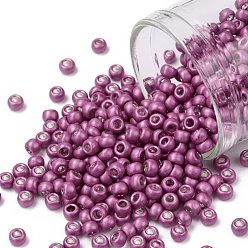 (563F) Hot Pink Galvanized Matte Toho runde Rocailles, japanische Rocailles, matt, (563 f) pink verzinkt matt, 8/0, 3 mm, Bohrung: 1 mm, ca. 10000 Stk. / Pfund