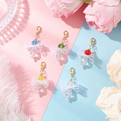 (52) Непрозрачная лаванда 5шт. подвесные украшения из стекла и акрила в виде ангела, Сплав с застежками когтя омара, разноцветные, 47 мм