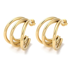 Настоящее золото 18K 304 из нержавеющей стали серьги, сплит серьги, серьги-кольца, реальный 18 k позолоченный, 25x18 мм