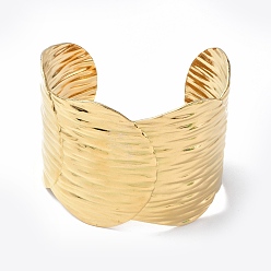 Настоящее золото 18K Ионное покрытие (ip) 304 браслет-манжета из нержавеющей стали с широкой открытой манжетой для женщин, реальный 18 k позолоченный, внутренний диаметр: 2-1/8x2-1/2 дюйм (5.25 см x 6.2 см)