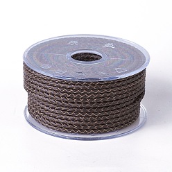Coffee Braided Cowhide Cord, Leather Jewelry Cord, Jewelry DIY Making Material, Coffee, 3mm, about 54.68 yards(50m)/roll
