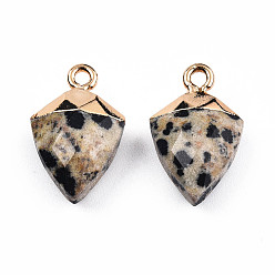 Далматинских Джаспер Природные яшмы далматин подвески, с легкими позолоченными железами, граненые, воздушный змей очарование, 18.5x11.5~12x6 мм, отверстие : 1.6 мм