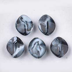 Slate Gray Acrylic Beads, Imitation Gemstone Style, Two Tone, Horse Eye, Slate Gray, 16x13x7.5mm, Hole: 1.6mm, about 745pcs/500g