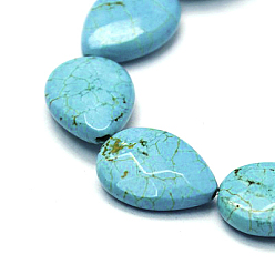 Бирюза Природные Говлит бисер нитей, окрашенная и подогревом, граненые, слеза, бирюзовые, 18x13x5 мм, отверстие : 1 мм, около 22 шт / нитка, 15.35 дюйм (38.9 см)