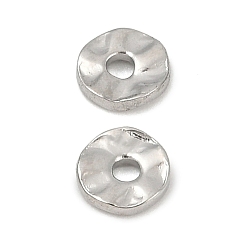 Платинированный Spacer бисер латунные, волнистых плоские круглые, Реальная платина, 4x1 мм, отверстие : 1 мм