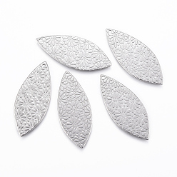 Нержавеющая Сталь Цвет Не тускнеющие 304 подвески из нержавеющей стали, Лошадь глаз с цветком, цвет нержавеющей стали, 38x15.5x1.5 мм, отверстие : 1.2 мм