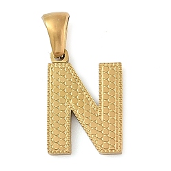 Letter N Вакуумное покрытие pvd 304 подвески из нержавеющей стали, золотые, буквенное очарование, Письмо N, 17x11.5x1.5 мм, отверстие : 5x3 мм