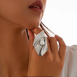 Самородки Старинные металлические перстни с жемчугом регулируемые для женщин, серебряные, самородки