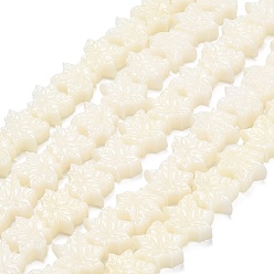 Белый Резные бусины из синтетического коралла, лист, белые, 13.5~14x15~15.5x6 мм, отверстие : 1 мм
