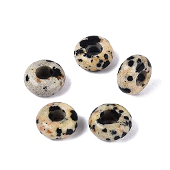 Далматинских Джаспер Европейские бусины из далматинской яшмы, гладкая рондель, бусины с большим отверстием, 10x4.5~5 мм, отверстие : 4 мм