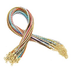 (52) Непрозрачная лаванда Изготовление ожерелий из плетеного поликоттонового шнура, с латунными выводами и 303 застежками из лобстера из нержавеющей стали, реальный 18 k позолоченный, разноцветные, 18.11~18.19 дюйм (46~46.2 см)