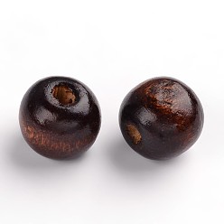 Coconut Brown Natural Wood Beads, Round, Dyed, Coconut Brown, 9x10mm, Hole: 3.5mm, about 3000pcs/1000g