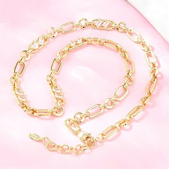 Прозрачный 7 мм латунная цепочка с фиаро и инкрустацией кубическим цирконием, без кадмия и без свинца, стойки покрытие, долговечный, реальный 18 k позолоченный, прозрачные, 18.11 дюйм (46 см)