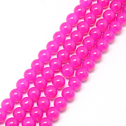 Камелия Выпечки нарисованных стеклянных бусин прядей, имитация Opalite, круглые, камелия, 6 мм, отверстие : 1.3~1.6 мм, около 133 шт / нитка, 31.4 дюйм