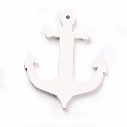 Снежный Большие подвески из дерева шима, окрашенные распылением, на тему океана, якорь, снег, 80x65.5x4.5 мм, отверстие : 3 мм