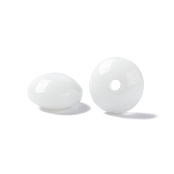 White Opaque Glass Beads, Flat Round/Abacus, White, 8.5x4.5mm, Hole: 1.6mm