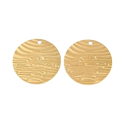 Настоящее золото 18K Ионное покрытие (ip) 304 подвески из нержавеющей стали, плоский круглый шарм, реальный 18 k позолоченный, 30.5x1 мм, отверстие : 2.3 мм