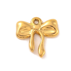 Настоящее золото 18K Ионное покрытие (ip) 304 подвески из нержавеющей стали, бантом прелести, реальный 18 k позолоченный, 15.5x15x2.5 мм, отверстие : 1.4 мм