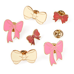 (52) Непрозрачная лаванда 6 шт. 3 стили бантики эмалевые булавки, Броши из цинкового сплава для рюкзака, разноцветные, 13~22x18~27.5 мм, 2 шт / стиль