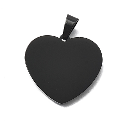 Черный Ионное покрытие (ip) 304 кулоны для штамповки из нержавеющей стали, зеркальная полировка, шарма сердца, чёрные, 23x25x1.5 мм, отверстие : 2.8x6 мм