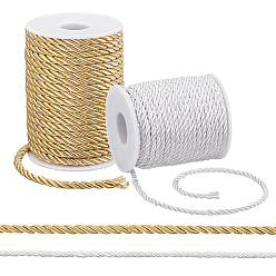 (52) Непрозрачная лаванда 2 рулоны 2 стиль 3 многослойный полиэстеровый витой шнур, Миланский шнур для украшения дома, обивка, занавес, разноцветные, 3 mm и 5 mm, о 1 рулон/стиль