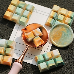 Vert mer Foncé Sceller les particules de cire, carrée, pour cachet de cachet rétro, vert de mer foncé, 30x30x7mm, 4 pièces / kit