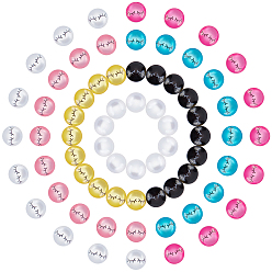 Mixed Color 70Pcs 7 Style Resin Cabochons, with Self Adhesive, DIY Accessories, Flat Round with Brow, Mixed Color, 10pcs/style