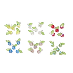 Серебро Прозрачные гальванические стеклянные бусины с прозрачными акриловыми подвесками и латунными булавками с шарообразными головками, лист, серебряные, 13x13x8 мм, отверстие : 2.8 мм