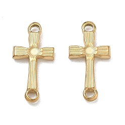 Chapado en Oro Real 18K 304 colgantes de conector de acero inoxidable, enlaces cruzados, revestimiento de iones (ip), larga duración plateado, real 18 k chapado en oro, 24x11.5x3 mm, agujero: 2 mm