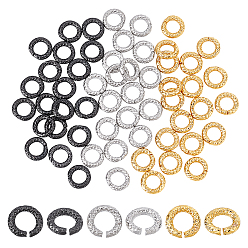 (52) Непрозрачная лаванда 60шт 3 цвета латуни открытые соединительные кольца, текстурированное круглое кольцо, разноцветные, 15 датчик, 7x1.5 мм, отверстие : 3.8 мм, 20 шт / цвет