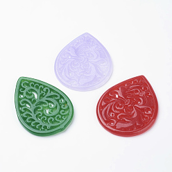 (52) Непрозрачная лаванда Натуральный нефритовый кулон, окрашенные, слеза, разноцветные, 45x32.5~35x2.5 мм, отверстие : 1 мм