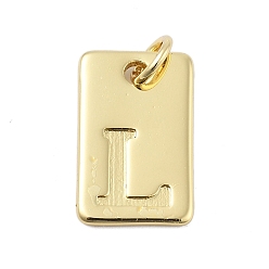 Letter L Латунные подвески, прямоугольник с подвесками-буквами, стойки покрытие, без свинца и без кадмия, долговечный, с целью перехода в кольце, Письмо L, 15.5x10x1.3 мм, отверстие : 3.4 мм