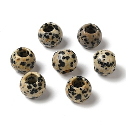 Далматинских Джаспер Европейские бусины из далматинской яшмы, бусины с большим отверстием, рондель, 12~12.5x9~10.5 мм, отверстие : 5.5~6 мм