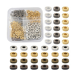 (52) Непрозрачная лаванда 350 шт 7 цвета бусины из сплава тибетского стиля, пончик, разноцветные, 6x2 мм, отверстие : 2.5 мм, 50 шт / цвет