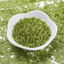 Зелено-Желтый Стеклянные бусины matsuno mgb, японский бисер, серебристые выложены круглые отверстия стеклянные бусины, два среза, шестиугольник, зеленый желтый, 11/0, 2x2x2 мм, отверстие: 0.8 мм, о 41000pcs / мешок, 450g / мешок